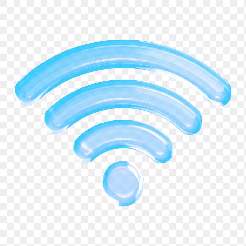 Wifi network png, glossy icon sticker, 3D rendering, transparent background