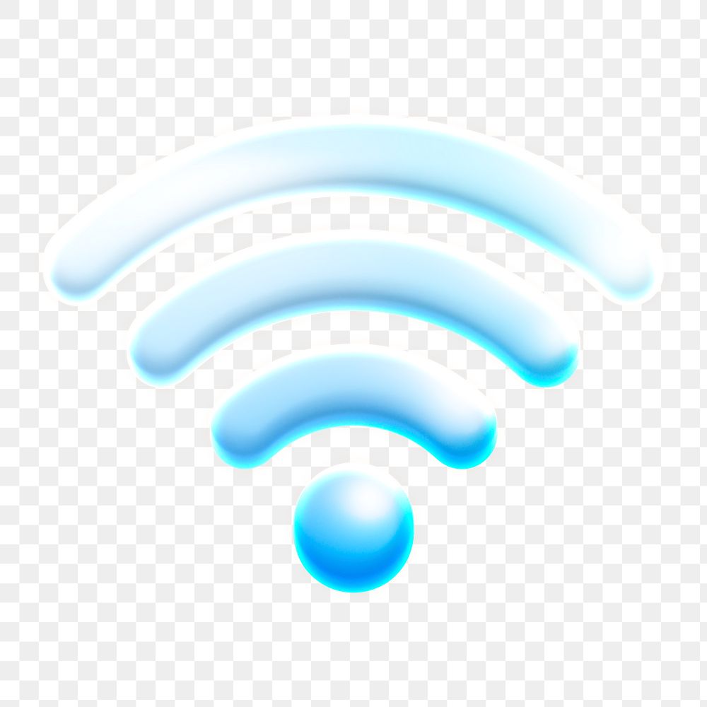 Wifi network png icon sticker, 3D rendering, transparent background