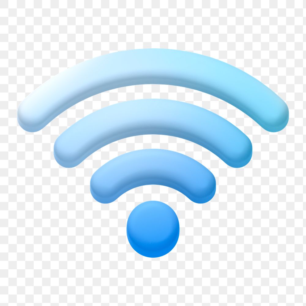 Wifi network png icon sticker, 3D rendering, transparent background