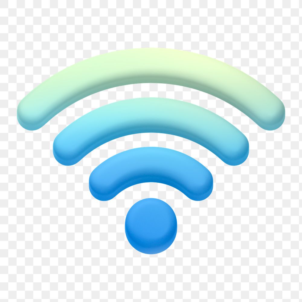 Wifi network png icon sticker, 3D rendering, transparent background