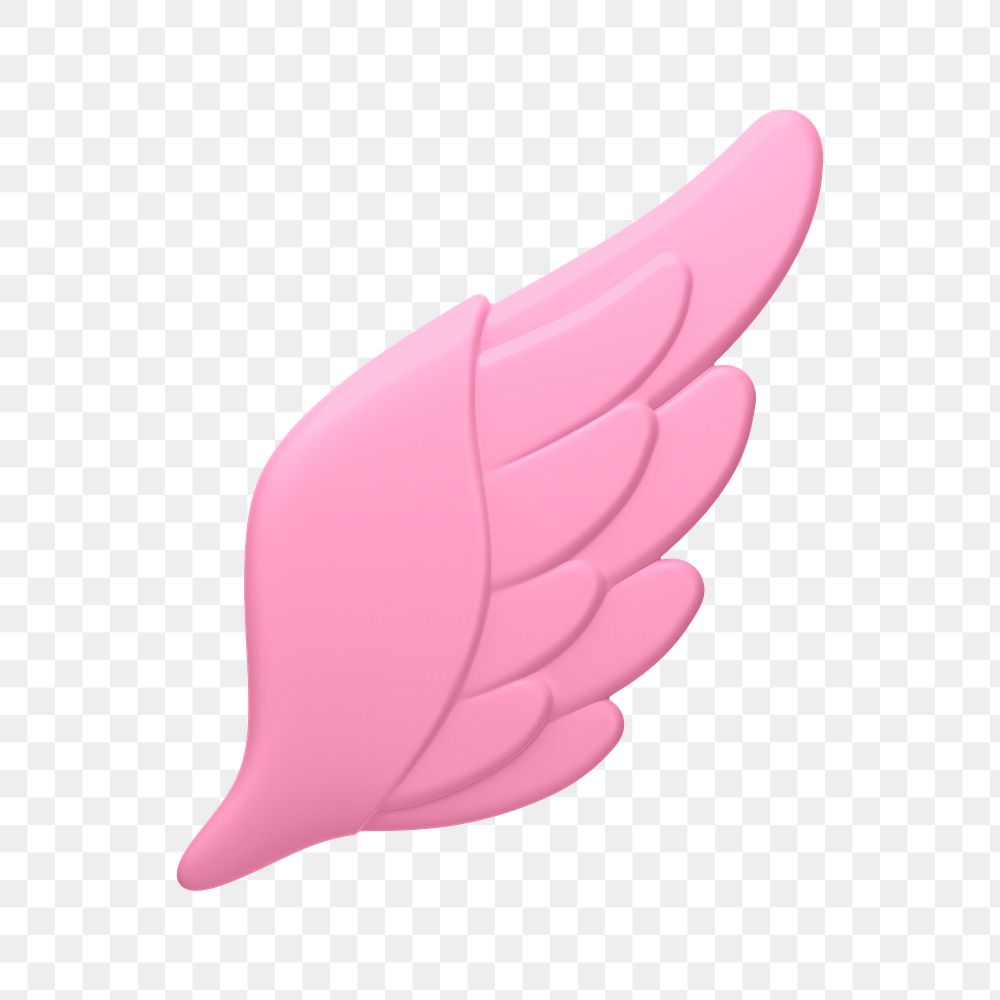 Angel wing png icon sticker, 3D rendering, transparent background