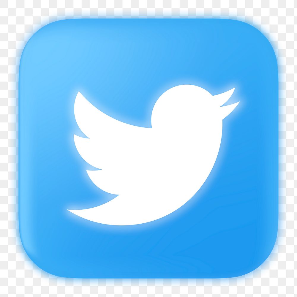 Twitter icon for social media in neon design png. 13 MAY 2022 - BANGKOK, THAILAND