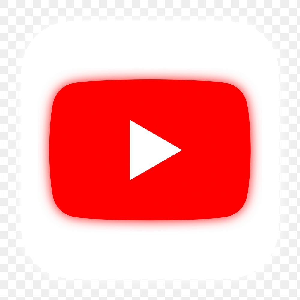 YouTube icon for social media in neon design png. 13 MAY 2022 - BANGKOK, THAILAND