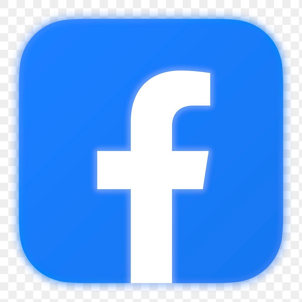 Facebook icon for social media in neon design png. 13 MAY 2022 - BANGKOK, THAILAND