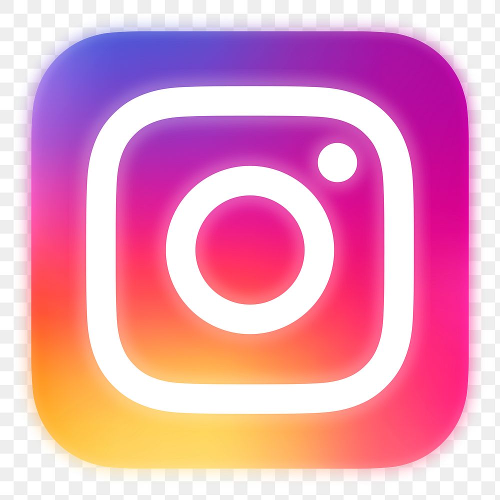Instagram icon for social media in neon design png. 13 MAY 2022 - BANGKOK, THAILAND