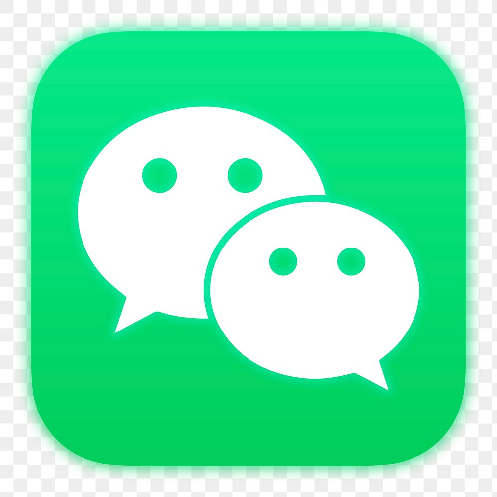 WeChat icon for social media in neon design png. 13 MAY 2022 - BANGKOK, THAILAND