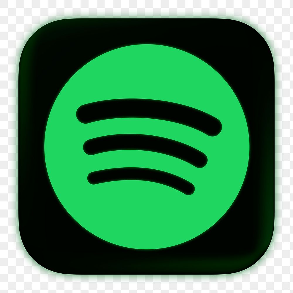 Spotify icon for social media in neon design png. 13 MAY 2022 - BANGKOK, THAILAND