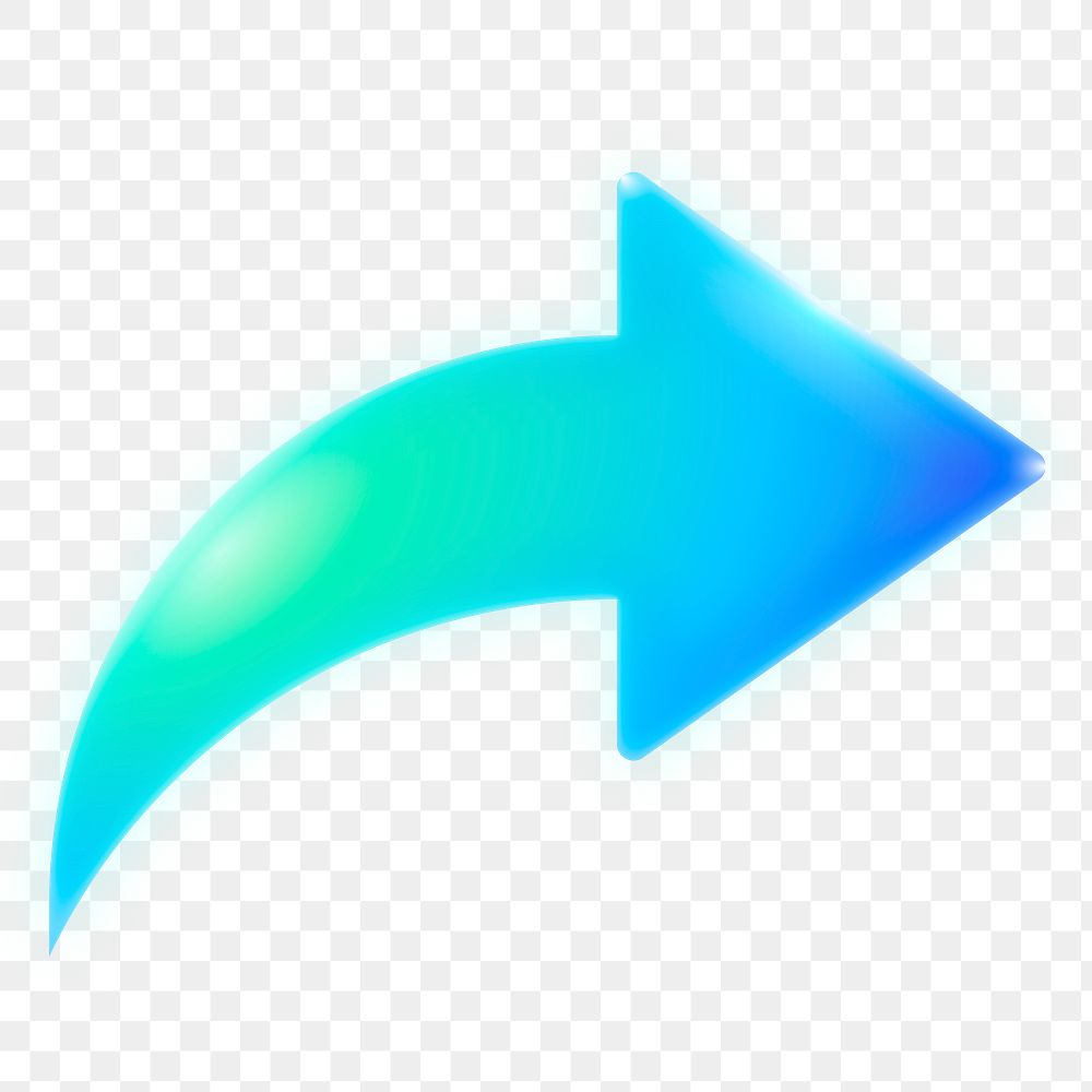 Arrow png icon sticker, neon glow design on transparent background
