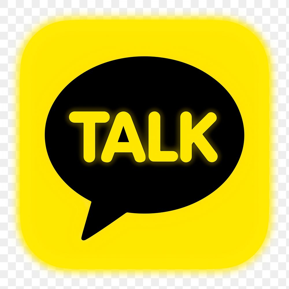 KakaoTalk icon for social media in neon design png. 13 MAY 2022 - BANGKOK, THAILAND