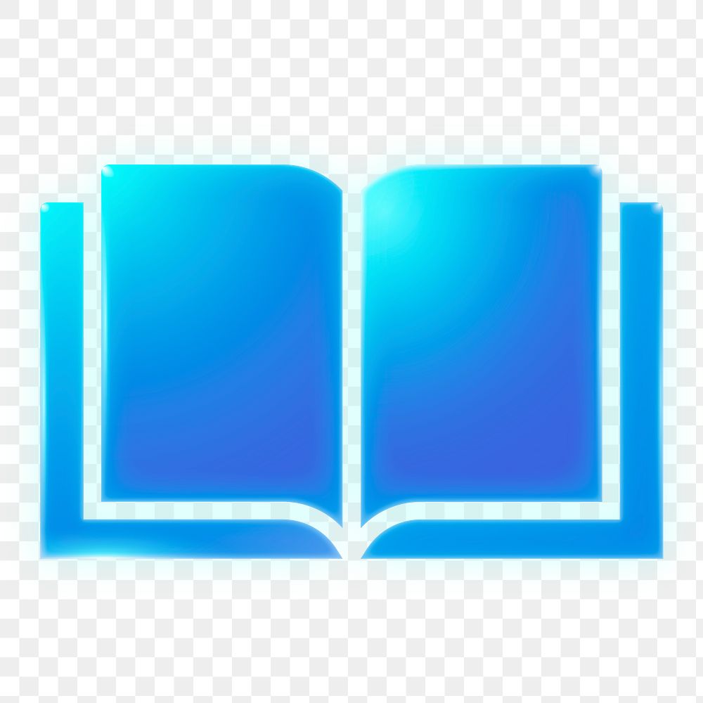 Open book, education png icon sticker, neon glow design on transparent background