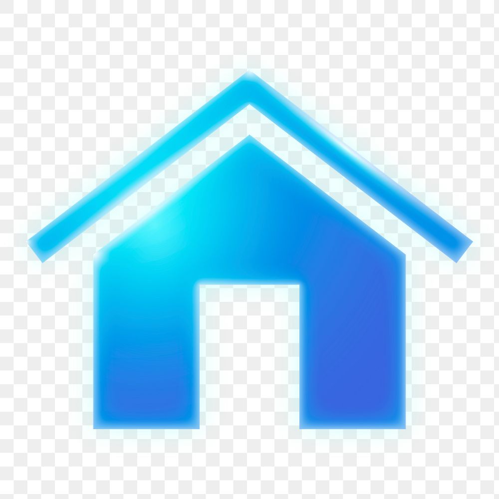 Home png icon sticker, neon glow design on transparent background