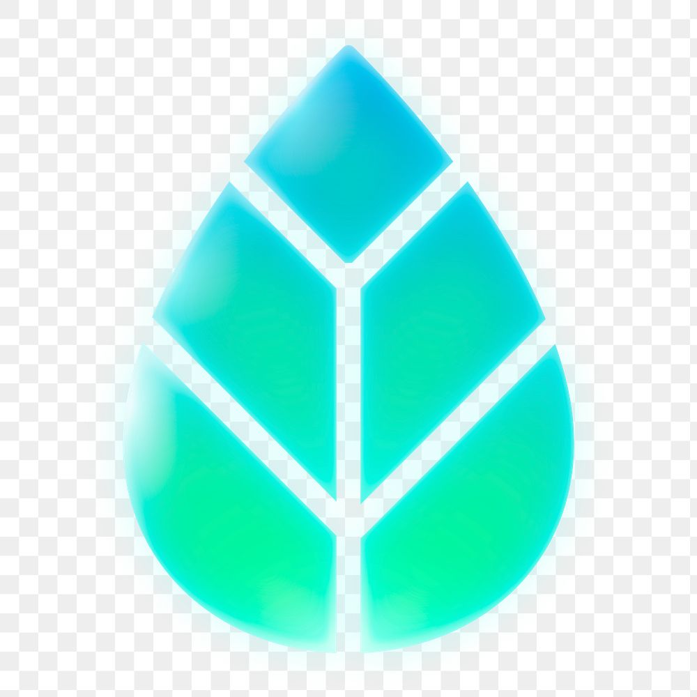 Leaf, environment png icon sticker, neon glow design on transparent background