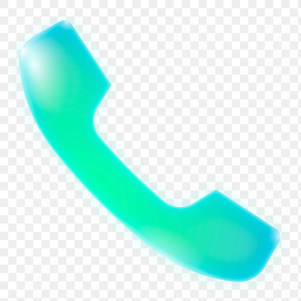 Phone call png app icon sticker, neon glow design on transparent background