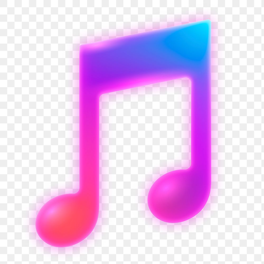Music note app png icon sticker, neon glow design on transparent background
