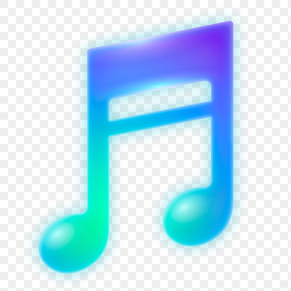 Music note app png icon sticker, neon glow design on transparent background