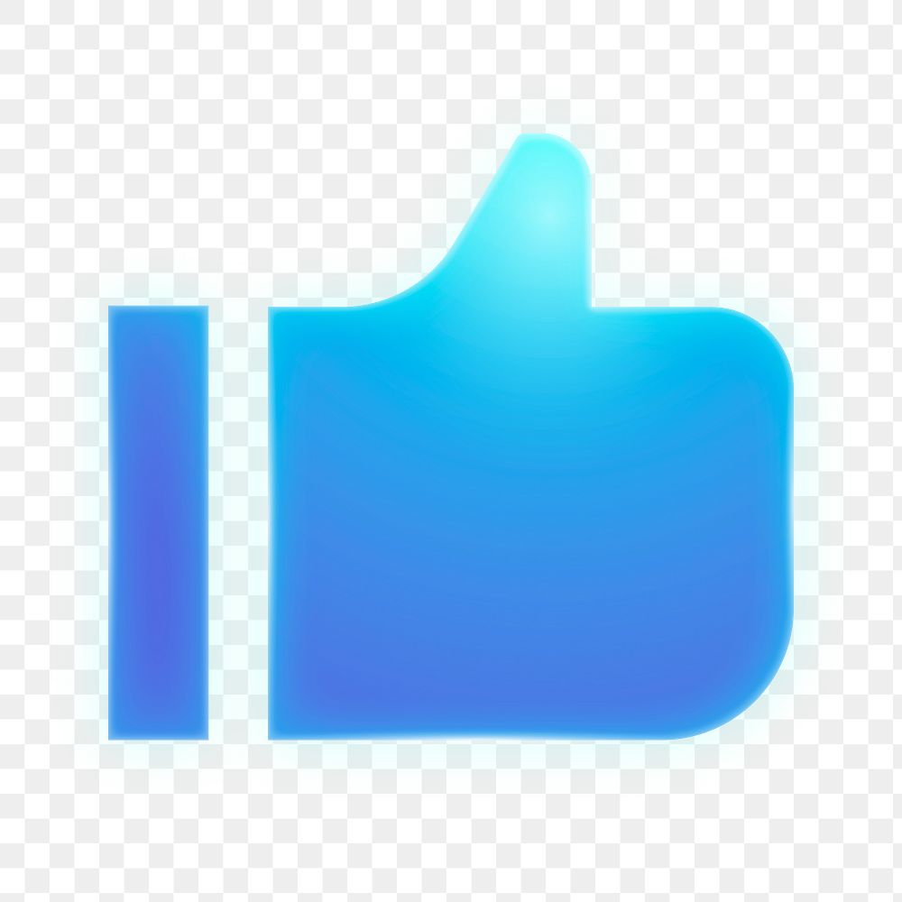 Thumbs up png like icon sticker, neon glow design on transparent background