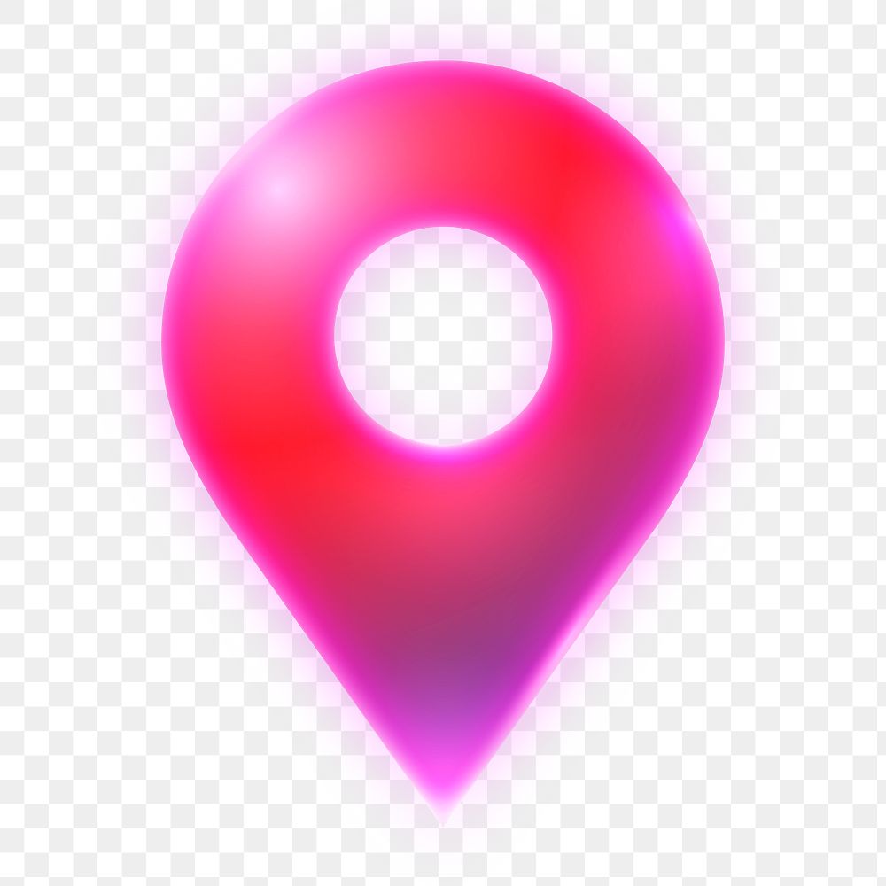 Location pin png icon sticker, neon glow design on transparent background