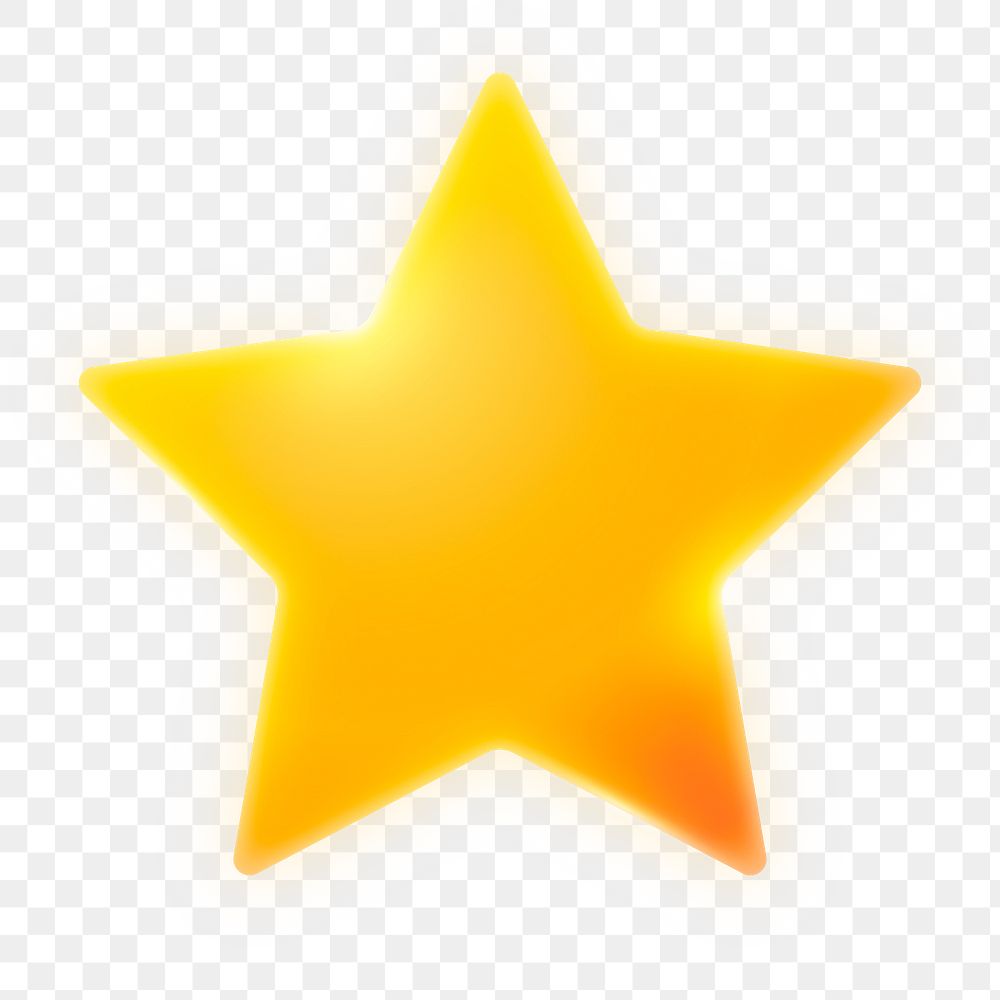 Star shape png icon sticker, neon glow design, transparent background