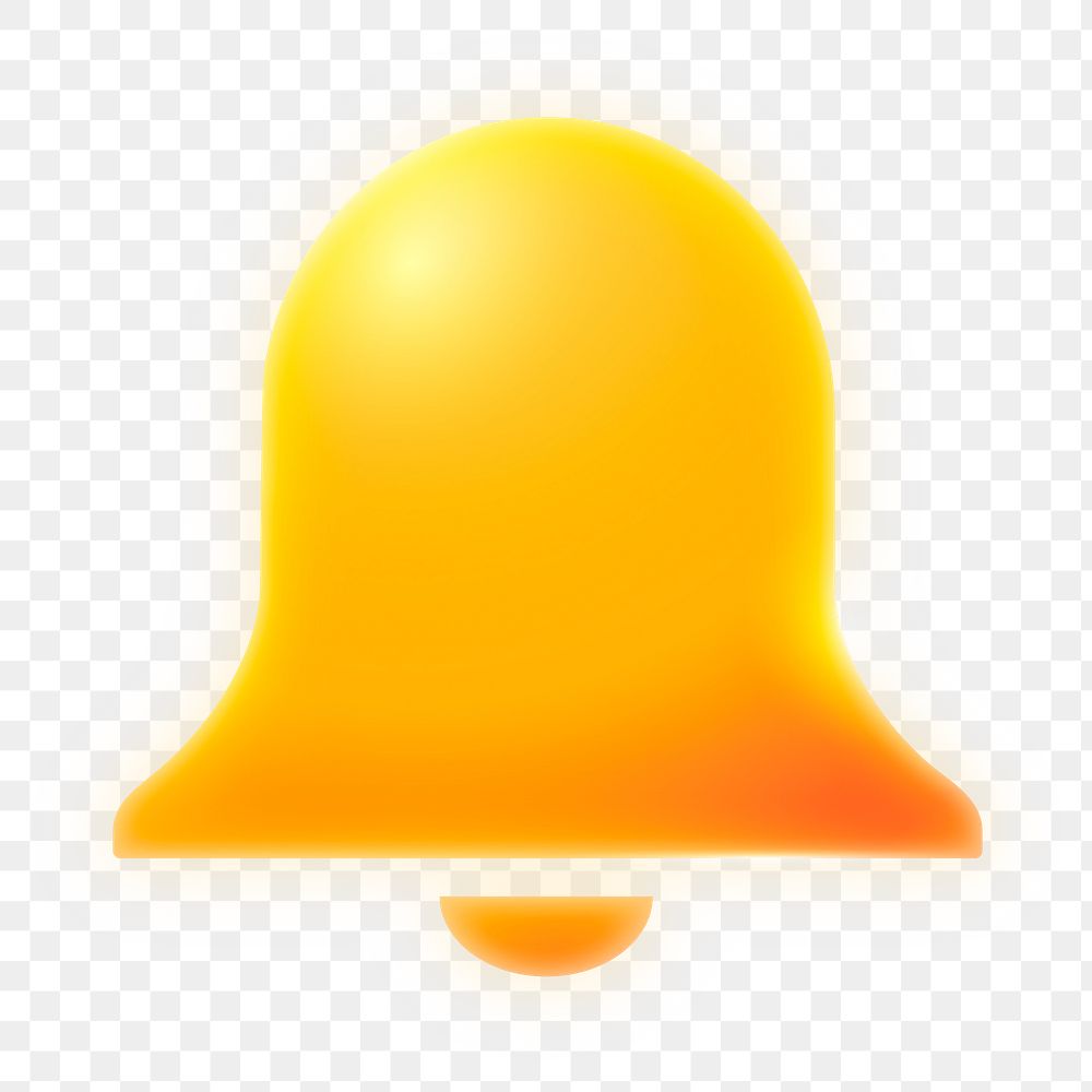 Bell, notification png icon sticker, neon glow design on transparent background