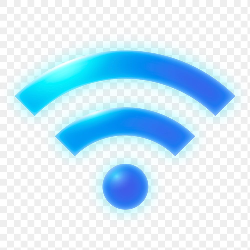 Wifi network png icon sticker, neon glow design on transparent background