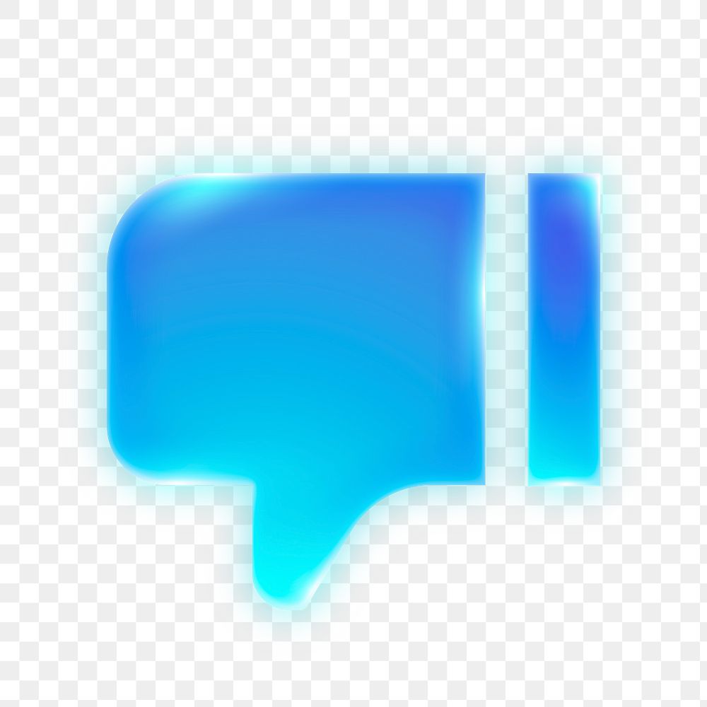 Thumbs down png dislike icon sticker, neon glow design on transparent background