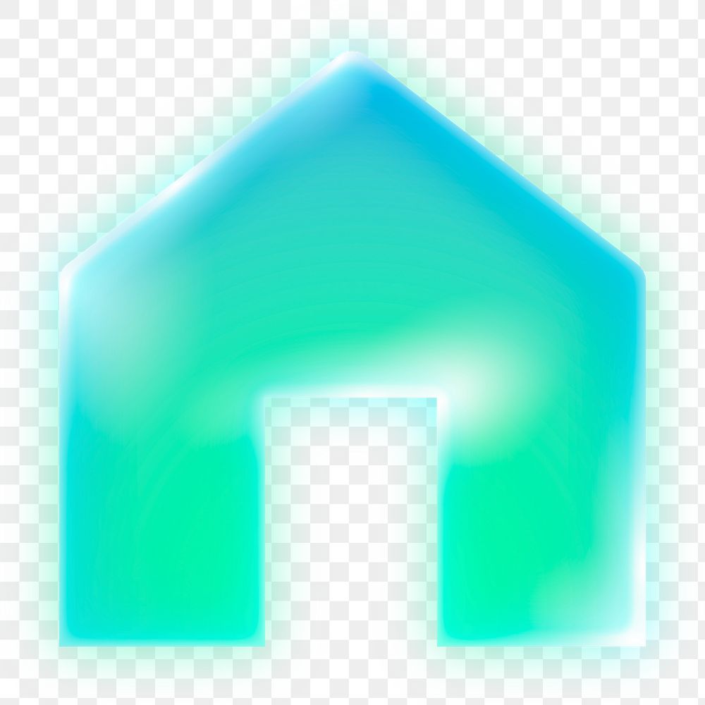 Home png icon sticker, neon glow design on transparent background