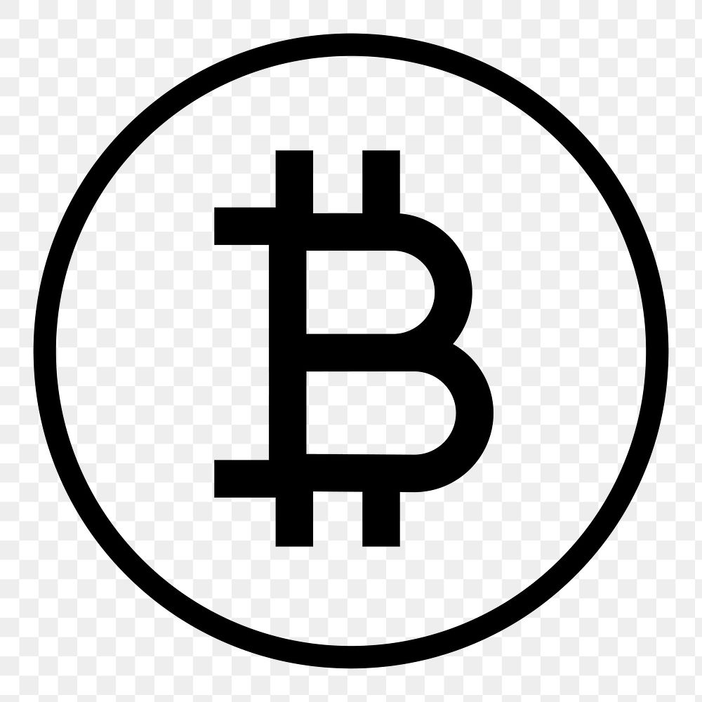 Bitcoin cryptocurrency line png icon sticker, minimal design on transparent background
