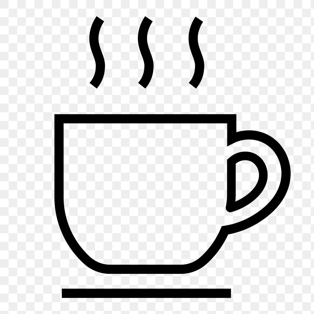 Coffee mug, cafe line png icon sticker, minimal design on transparent background