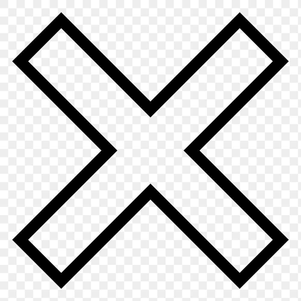 X mark line png icon sticker, minimal design on transparent background