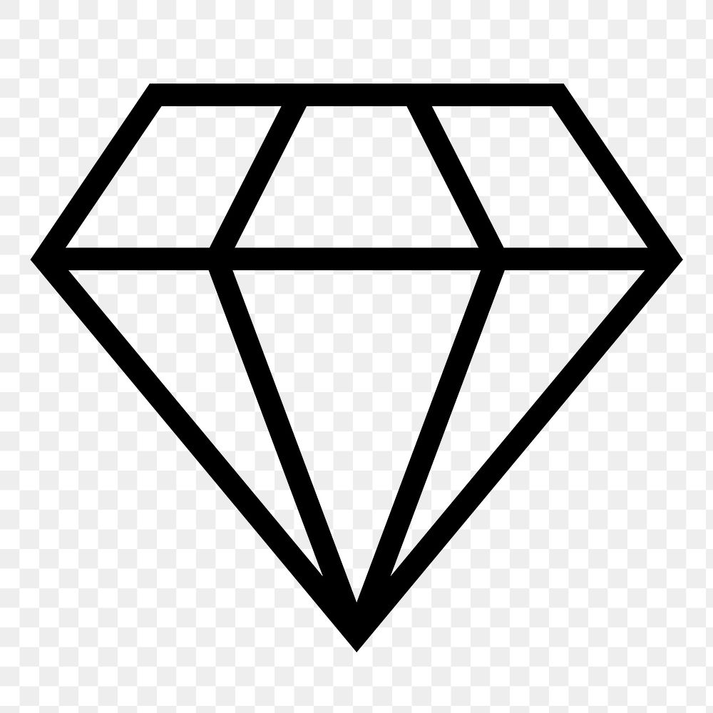 Diamond shape line png icon sticker, minimal design on transparent background