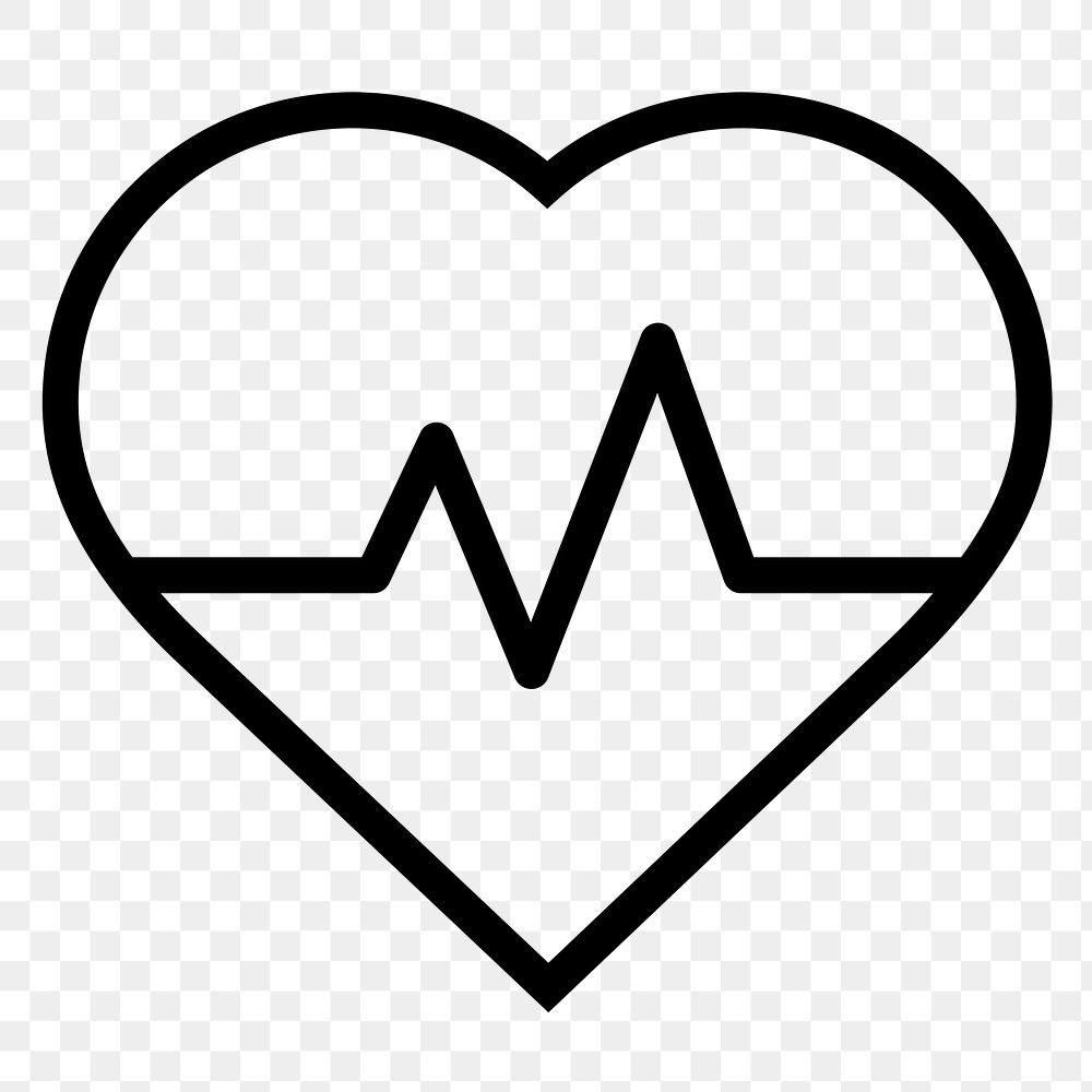Heartbeat, health line png icon sticker, minimal design on transparent background