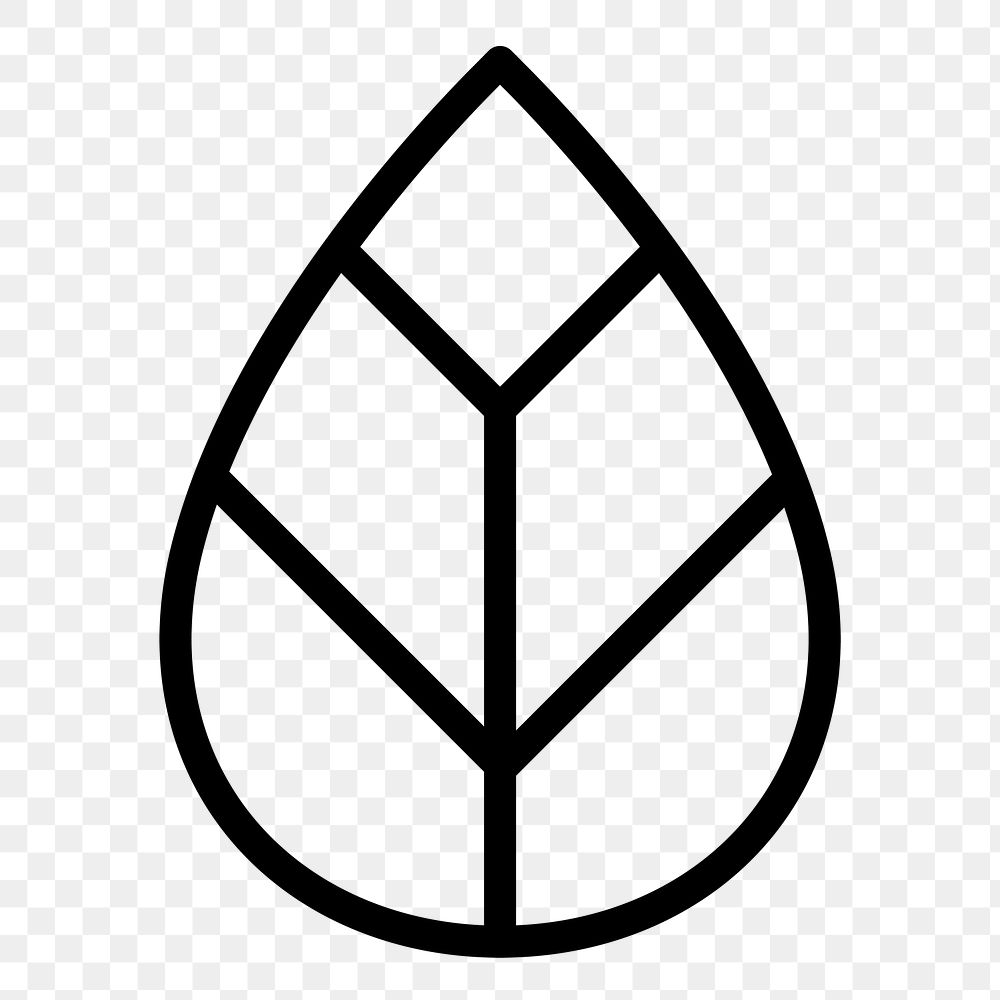 Leaf, environment line png icon sticker, minimal design on transparent background