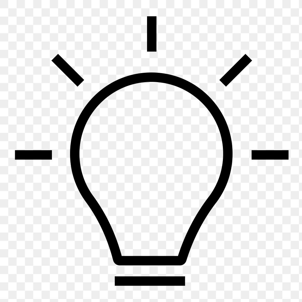 Light bulb line png icon sticker, minimal design on transparent background