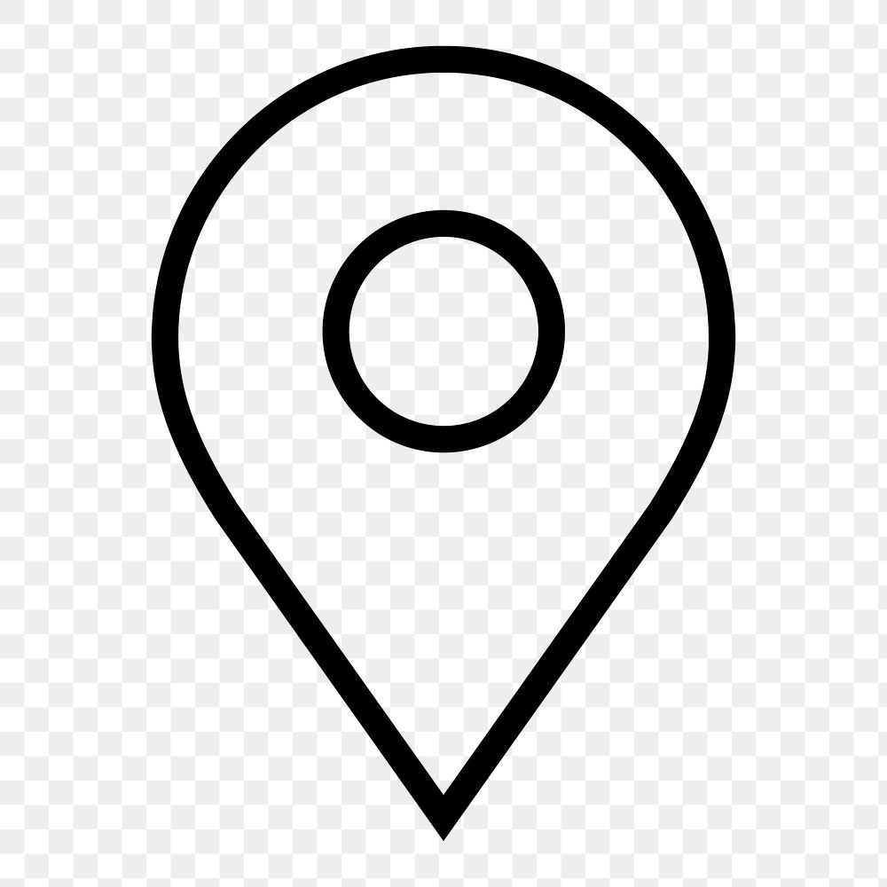 Location pin line png icon sticker, minimal design on transparent background