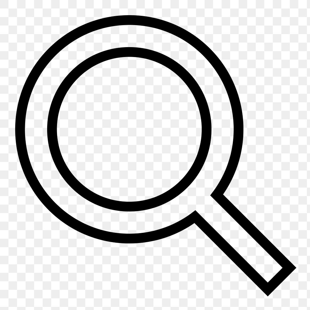Magnifying glass, search line png icon sticker, minimal design on transparent background