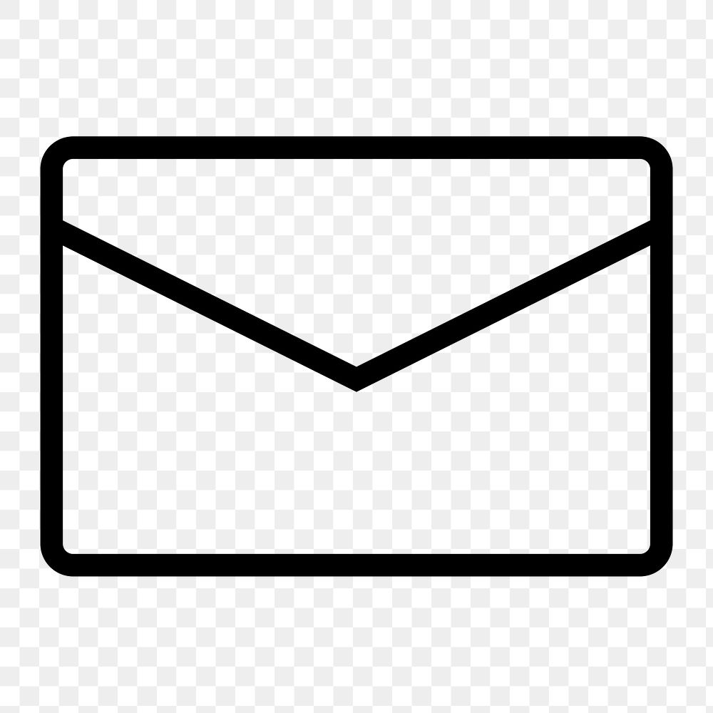 Envelope email line png icon sticker, minimal design on transparent background
