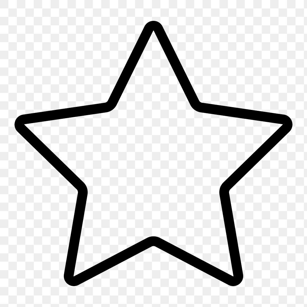 Star shape line png icon sticker, minimal design, transparent background