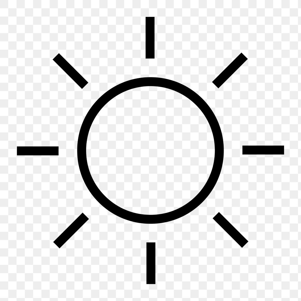 Sun, weather line png icon sticker, minimal design, transparent background