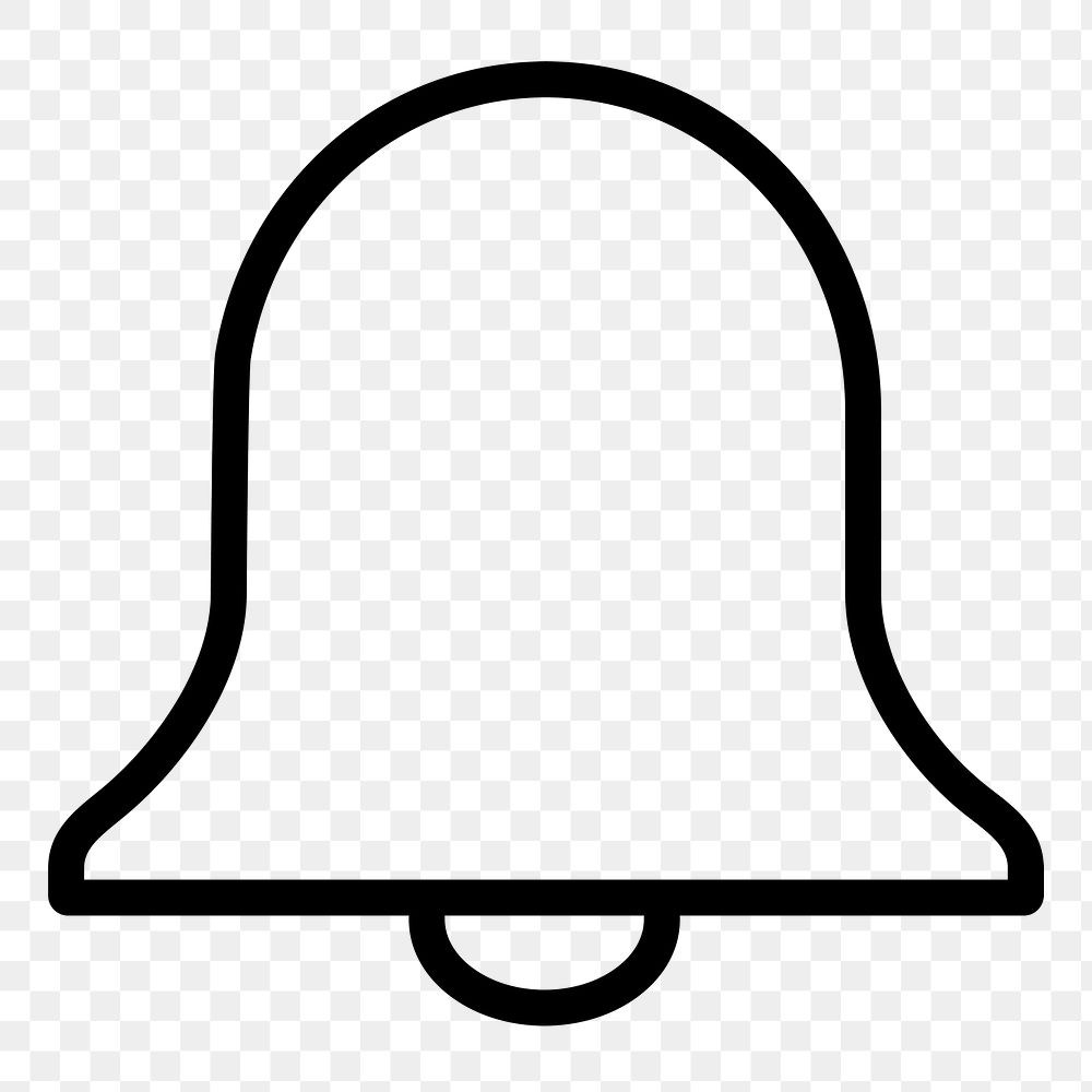 Bell, notification line png icon sticker, minimal design on transparent background