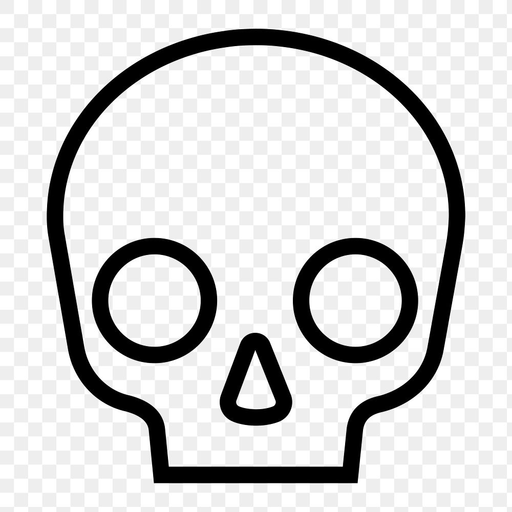 Human skull line png icon sticker, minimal design on transparent background