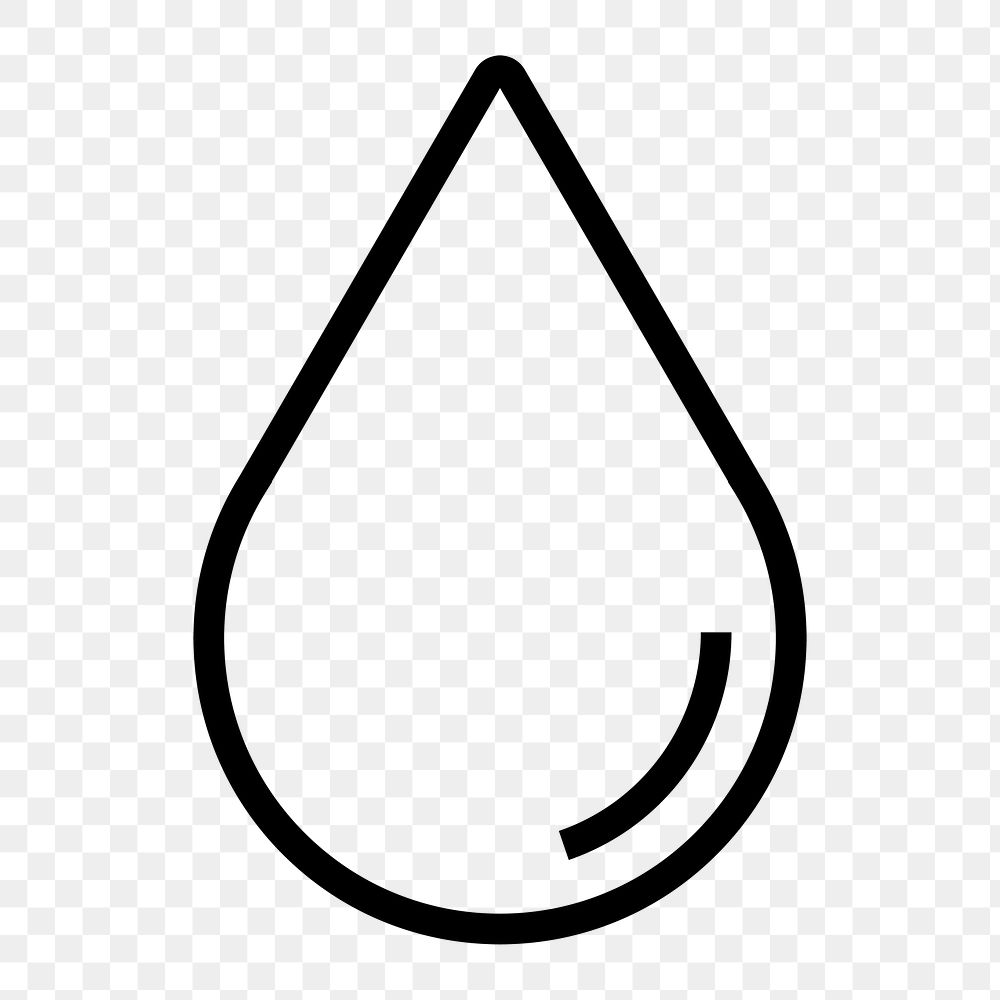 Water drop line png icon sticker, minimal design, transparent background