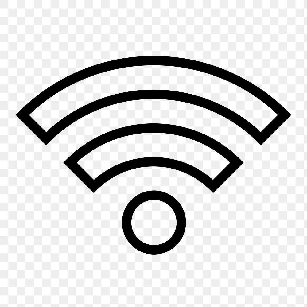 Wifi network line png icon sticker, minimal design on transparent background