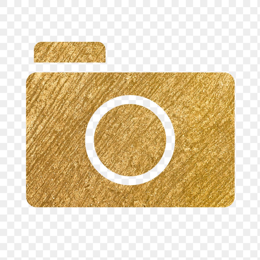 Camera app png icon sticker, gold illustration on transparent background