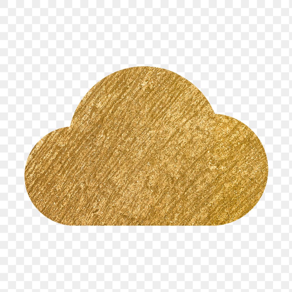 Cloud storage png icon sticker, gold illustration on transparent background