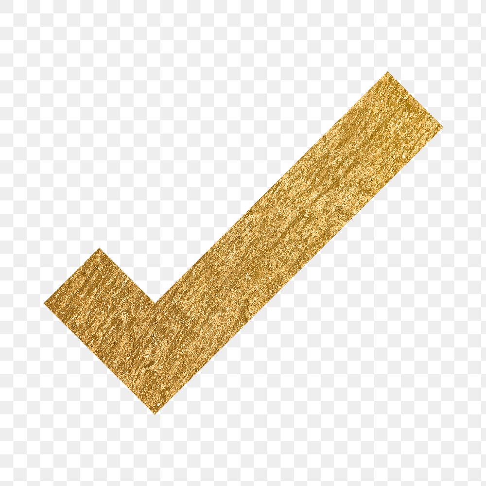 Check mark png icon sticker, gold illustration on transparent background