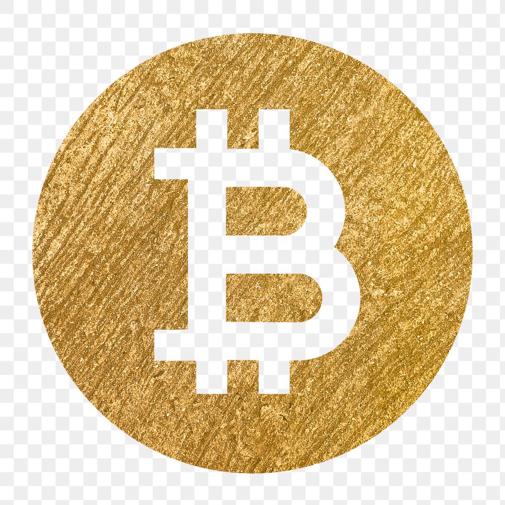 Bitcoin cryptocurrency png icon sticker, gold illustration on transparent background