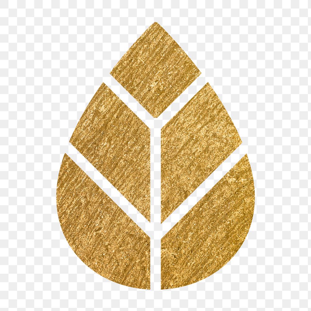 Leaf, environment png icon sticker, gold illustration on transparent background