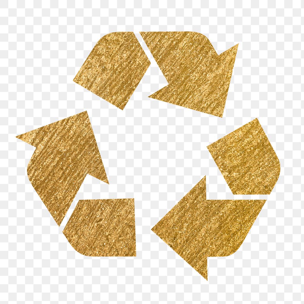Recycle, environment png icon sticker, gold illustration on transparent background