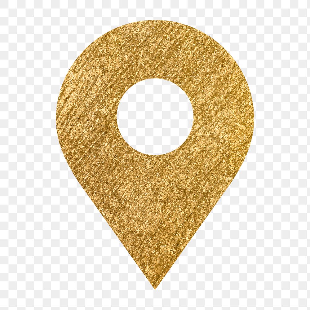 Location pin png icon sticker, gold illustration on transparent background