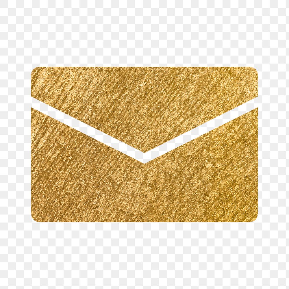 Envelope email png icon sticker, gold illustration on transparent background